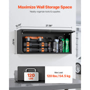Load image into Gallery viewer, Amocart Metal Wall Cabinet 30x12x14in Floating Garage Tool Cabinet with Up-Flip Door 120 lbs per Shelf Fit for Garage Basement
