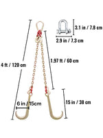 Amocart 5/16"×2' G80 V-Chain Bridle with 2 Legs & 15" J Hooks & T Hooks Industrial Grade Components Adjustable Chain Design