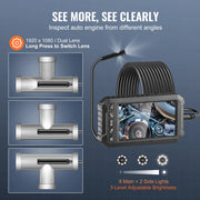 Load image into Gallery viewer, SucceBuy Endoscope Camera Dual Lens Borescope 5" Screen 1080P Inspection Camera with LED Lights Waterproof for Auto Plumbing
