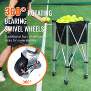 Load image into Gallery viewer, Foldable Tennis Ball Cart Holds 150/180 Tennis Balls Basket Hopper with Wheels for Sports Teaching Baseball Trolley
