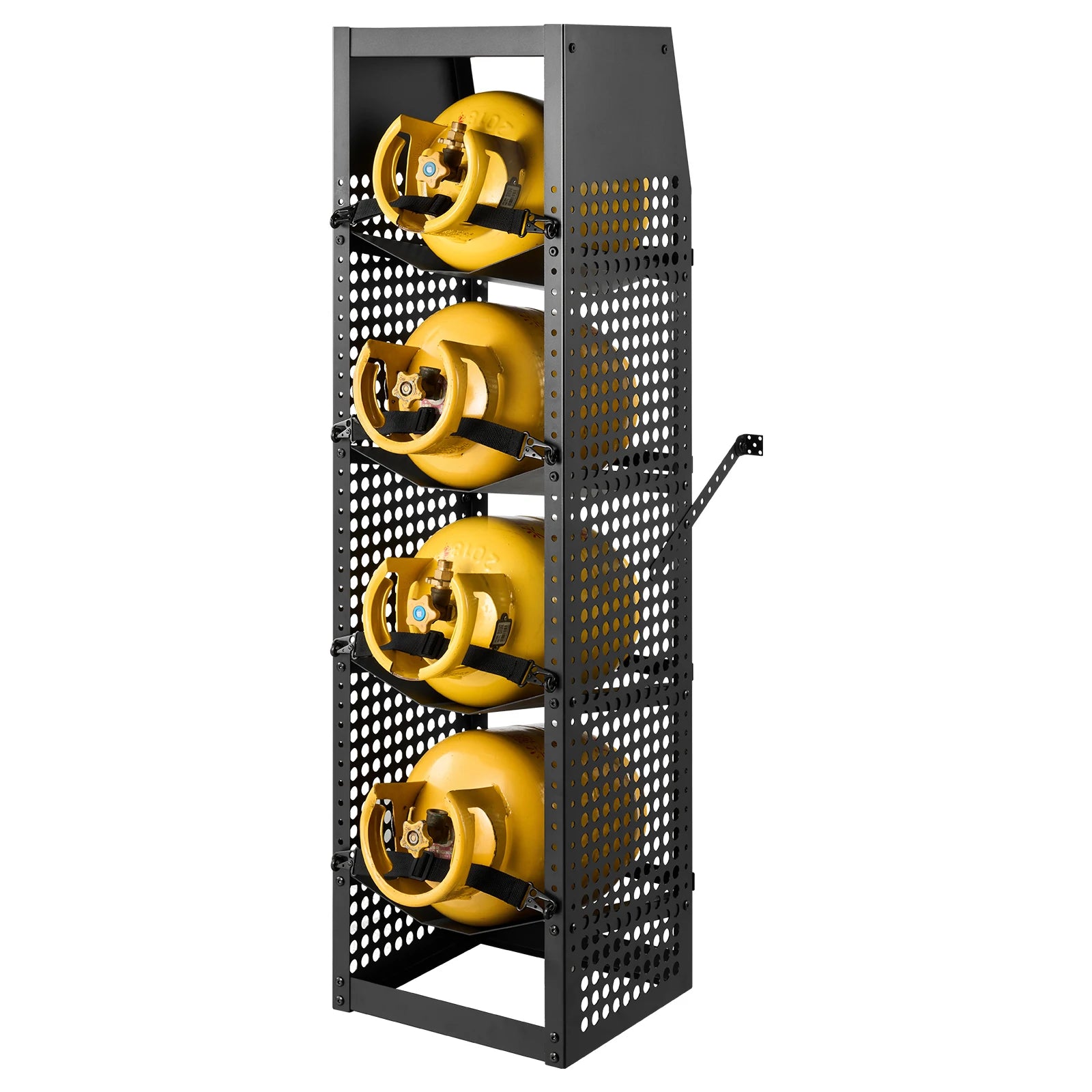SucceBuy 14.8 x 13 x 52 inches Refrigerant Tank Rack 4 Tiers for 4 Cylinder with Top Storage Shelf for Cargo Van Storing Oxygen