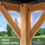 Outdoor Wood Gazebo Hardtop Permanent Pavilion Galvanized Steel Double Roof Patio Garden Deck Cedar Natural, Custom