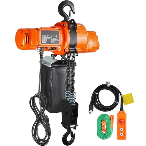 Amocart 2200 lbs Electric Chain Hoist Single Phase Overhead Lifting Crane with Chain 10 ft  Wired Remote Control for Garage