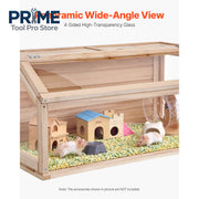 Load image into Gallery viewer, SucceBuy Wooden Hamster Cage 270° Viewing Hamster Habitat Hamster Cage with Openable Top Ventilated Animal Cage for Gerbils - AMOCART

