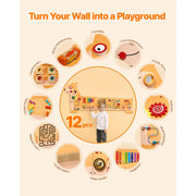 Load image into Gallery viewer, Amocart Puppy Kids Wall Busy Panels 12 Activities Board Montessori Sensory Learning Activity Center for Children Playroom Toys
