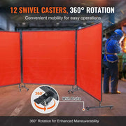 Load image into Gallery viewer, Amocart Welding Screen with Frame 6' x 6' 3 Flame-Resistant Vinyl Welding Protectionon 12 Swivel Wheels for Workshop Red/Green
