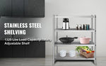 Amocart 4-Tier Stainless Steel Commercial Storage Rack Shelf for Kitchen Warehouse Garage Storing Kitchenware