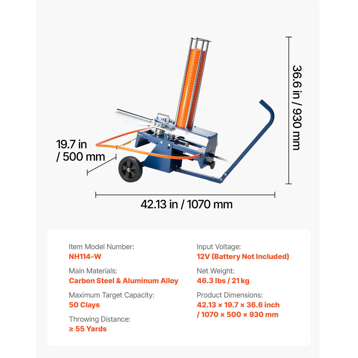 SucceBuy Clay Target Thrower Max 50/75-80 Clays 55 Yards Automatic on Wheels with Adjustable Foot Pedal Pull Handle for Shooting