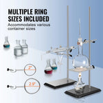 Amocart Lab Stand Support Laboratory Retort 2 Sets Steel Lab Stand 23.6" Rod Includes Flask Clamps Burette Clamps&Cross Clamps