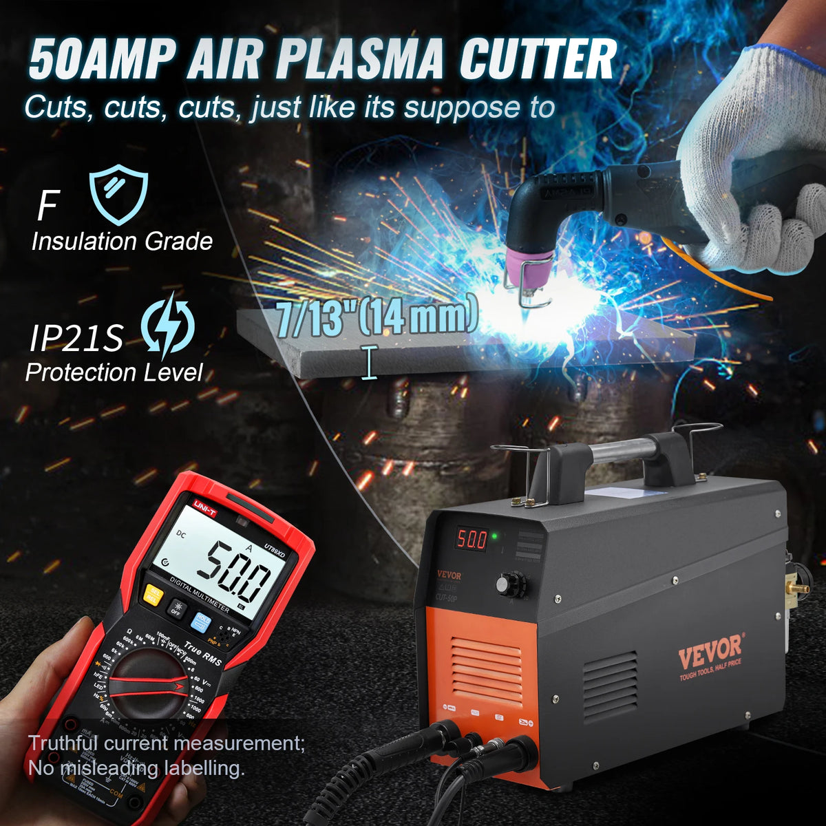 SucceBuy Plasma Cutter 50Amp Non-Touch Pilot Arc Air Cutting Machine 110V/220V Dual Voltage IGBT for Cut Copper Stainless Steel Amocart