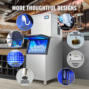 Bild in Galerie-Viewer laden, Amocart Commercial Ice Maker 400LBS/24H Ice Making Machine w/ 330.7LBS Large Storage Bin Auto Self-Cleaning Ice Maker Machine
