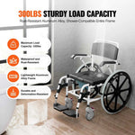 Amocart Shower Wheelchair 17.5in Bathroom Wheelchair for Inside Shower Adjustable Rolling Shower Chair for Disabled Adult