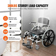 Load image into Gallery viewer, Amocart Shower Wheelchair 17.5in Bathroom Wheelchair for Inside Shower Adjustable Rolling Shower Chair for Disabled  300 lbs
