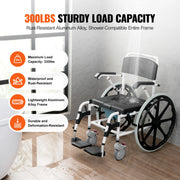 Load image into Gallery viewer, SucceBuy Shower Wheelchair 17.5in Bathroom Wheelchair for Inside Shower Adjustable Rolling Shower Chair for Disabled Adult - AMOCART
