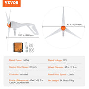 Charger l'image dans la visionneuse de galerie, Amocart Wind Turbine Generator 12V 500W/800W Wind Turbine Kit Wind Power Generator with MPPT Controller Suitable for Home Farm
