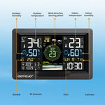 Professional Wi-Fi Wireless Weather Station with 7-in-1 Outdoor Weather Sensor, Large Full-Color LCD, 433MHz, 300ft Range, App
