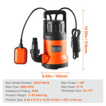SucceBuy Utility Pump 1HP 4000GPH High Flow 31ft Head Sump Submersible Water Pump with 10ft Long Power Cord for Draining Water