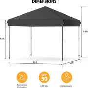 Load image into Gallery viewer, 10x10 FT Pop Up Canopy Tent, Black Heavy Duty Waterproof Gazebo Shelter with Wheeled Carry Bag Portable Instant Sun Shade for Outdoor Parties, Events &amp; Camping,Patio, Garden, Beach
