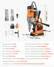 Bild in Galerie-Viewer laden, SucceBuy Magnetic Drill 1450W Motor Boring Diameter 2810 lbf Portable Electric Mag Drill Press Variable Speed Drilling Machine
