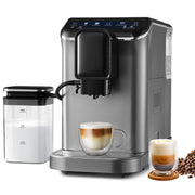 Load image into Gallery viewer, SucceBuy Automatic Espresso Machine Coffee Latte Machine with Color Touch Screen 15 Grinding Levels and Removable Milk Reservoir - AMOCART
