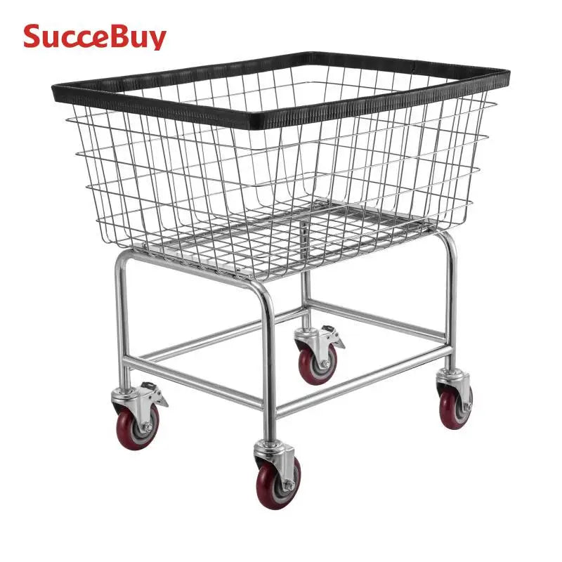 SucceBuy Commercial Wire Laundry Cart Laundry Basket 2.5/4.5 Bushel Heavy Duty with 4Inch Wheels for Home Bathroom Laundry Rooms