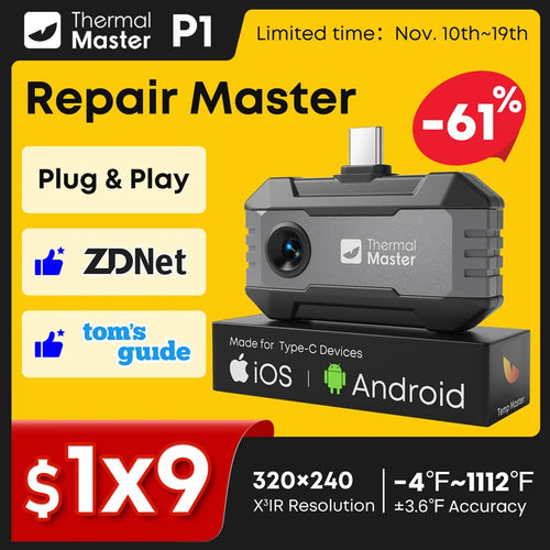 P1 Thermal Camera 1112℉ for ios and android phone 320*240 X³IR Resolution House Inspection Thermal Imager