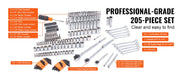 Charger l'image dans la visionneuse de galerie, Amocart Mechanics Tool Set and Socket Set Deep and Standard Sockets 145/205 Pcs SAE and Metric Mechanic Tool Kit with Bits
