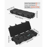 Amocart Hard Rifle Case Lockable Rifle Case w/ Pre-cut Foams & Wheels IP67 Waterproof Pistol Storage Cases for Rifles Shotguns