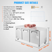 Load image into Gallery viewer, SucceBuy 72" Commercial Refrigerator Sandwich &amp; Salad Prep Table 20Cu.Ft Food Prep Frost Free Refrigerator for Restaurant Bar

