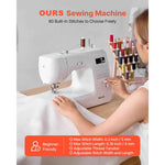 Amocart Computerized Sewing Machine 18/60/200 Stitch Applications LED Screen Foot Pedal and LED Light Heavy-Duty Metal Frame