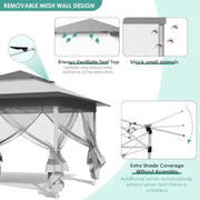 Load image into Gallery viewer, 13Feet Pop Up Gazebo Outdoor   Tent w/4 Netting Sidewall Auto Extending Eave Patio Gazebos Shelter w/Mesh Wall Center Lock Whee
