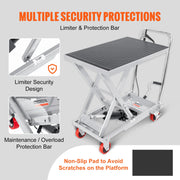 Load image into Gallery viewer, SucceBuy 330/500lbs Hydraulic Lift Table Cart Manual Single Scissor Platform with 4Wheels and Non-slip Pad for Material Handling - AMOCART

