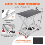 Load image into Gallery viewer, Amocart 330/500lbs Hydraulic Lift Table Cart Manual Single Scissor Platform with 4Wheels and Non-slip Pad for Material Handling
