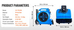 Amocart Floor Blower 1360 RPM 600 CFM Air Mover for Drying and Cooling Portable Dryer for Janitorial Home Plumbing Commercial