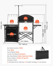 Load image into Gallery viewer, Amocart Camping Kitchen Table Folding Camp Cook Station Aluminum Portable Cook Station with Cupboard, Carrying Bag Windscreen
