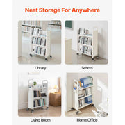 Load image into Gallery viewer, SucceBuy Rolling Library Book Cart 330lbs Capacity 30.3x15x48.0In Single Sided V-Shaped Shelves w/ 3 In Lockable Wheels for Home
