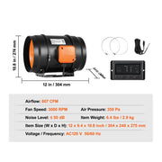 Load image into Gallery viewer, 【Premium】SucceBuy Inline Duct Fan 4/8In  Quiet EC-motor Ventilation Exhaust Fan with Temperature Humidity Controller for Cooling
