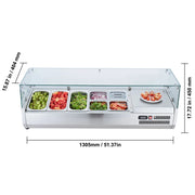 Bild in Galerie-Viewer laden, SucceBuy Refrigerated Condiment Prep Station with 3 1/3 Pans &amp; 4 1/6 Pans 304 Stainless Body and PC Lid with Glass Guard ETL
