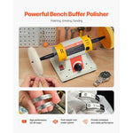 Amocart Bench Buffer Polisher 1/2HP 0 to 8000RPM with 2PCS4" Cotton Wheel 3PCS 3" Abrasive Fiber Wheels Compound for Metal Wood
