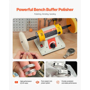 Load image into Gallery viewer, SucceBuy Bench Buffer Polisher 1/2HP 0 to 8000RPM with 2PCS4" Cotton Wheel 3PCS 3" Abrasive Fiber Wheels Compound for Metal Wood
