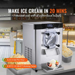 Amocart Commercial Ice Cream Machine Ice Cream Maker Stainless Steel Cylinder LED Panel Auto Clean Pre-cooling for Restaurant