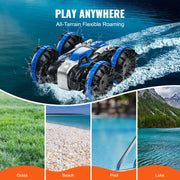 Bild in Galerie-Viewer laden, SucceBuy Blue/Yellow Amphibious RC Car Boat 2.4GHz 12 km/h Electric Remote Control 360° Rotating Stunt Car Water Beach Pool Toys
