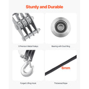 Load image into Gallery viewer, SucceBuy 4400Lbs Pulley Hoist System 5:1 Lifting Power w/ 2Soft Loops &amp; 100ft Rope Block Tackle for Garage Lifting Heavy Objects - AMOCART
