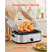 Load image into Gallery viewer, SucceBuy Roaster Oven Electric Roasting Pan Adjustable Temperature Fast-Cooking Turkey Roaster Defrost &amp; Warm Function for Home - AMOCART
