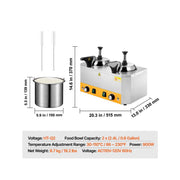 Load image into Gallery viewer, SucceBuy Electric Cheese Dispenser with Pumps 2.4 x 2 L Hot Fudge Warmer Stainless Steel Heated Double Pumps Dispenser for Fudge
