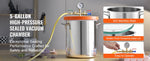 Amocart 3 Gallon / 5 Gallon Vacuum Chamber, Upgraded Tempered Glass Lid Vacuum Degassing Chamber, 304 Stainless Steel Chamber, for Stabilizing Wood, Resin Degassing, Silicone Degassing and Plaster Degassing