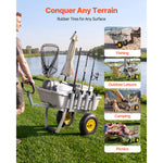 SucceBuy 200 lbs Foldable Beach Fishing Cart with Aluminum Alloy Frame 13in Tires & 8 Rod Holders for Outdoor Camping Picnic