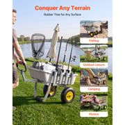 Load image into Gallery viewer, SucceBuy 200 lbs Foldable Beach Fishing Cart with Aluminum Alloy Frame 13in Tires &amp; 8 Rod Holders for Outdoor Camping Picnic - AMOCART
