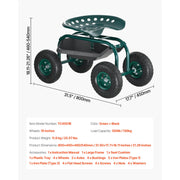 Load image into Gallery viewer, Amocart Garden Scooter with Seat 2in1 Rolling Garden Cart w/ Storage Bin Supports up to 227lbs Outdoor Wagon w/ Handle for Yard
