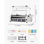 Amocart 5 7 11 Rollers Hot Dog Roller Stainless Steel Sausage Grill Cooker Commercial Hot Dog Machine with Dual Temp Control